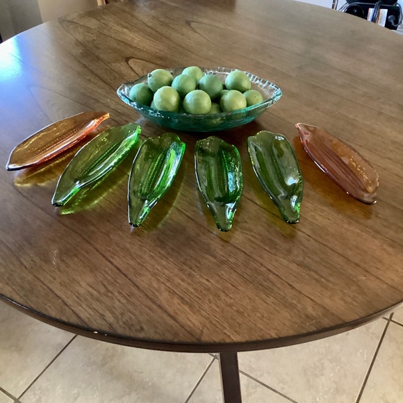 Indiana Glass Pair Of Corn On The Cob Holders Green Vintage EUC - Picture 4 of 10